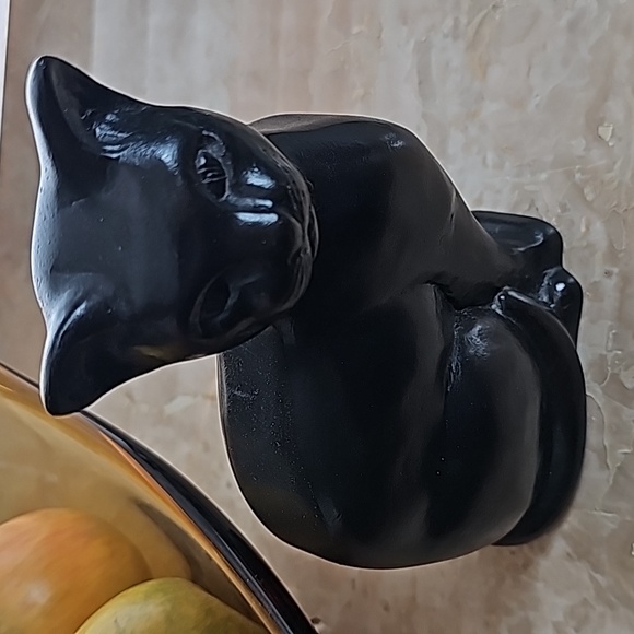 Vintage Black Cat Figurine Paperweight Bookend Doorstop in Heavy Resin 9" 2.4lb - Picture 3 of 11